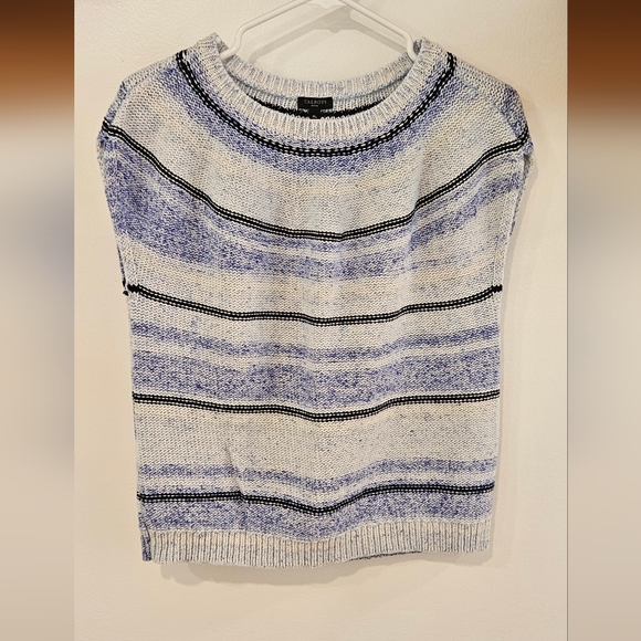 Talbots Sweaters - Talbots White and Blue Striped Sleeveless Sweater MP